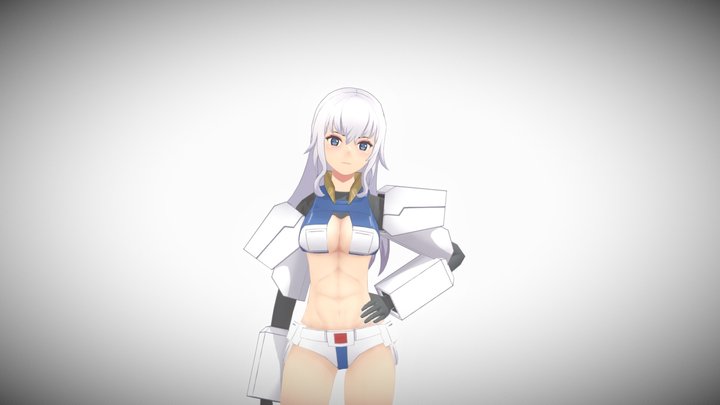Rigged Robot Girl with Gundam suit for Game 3D Model