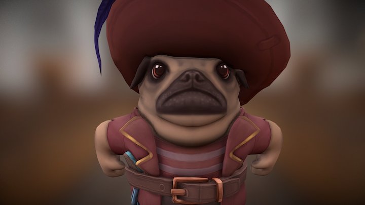 Pirate Pug 3D Model