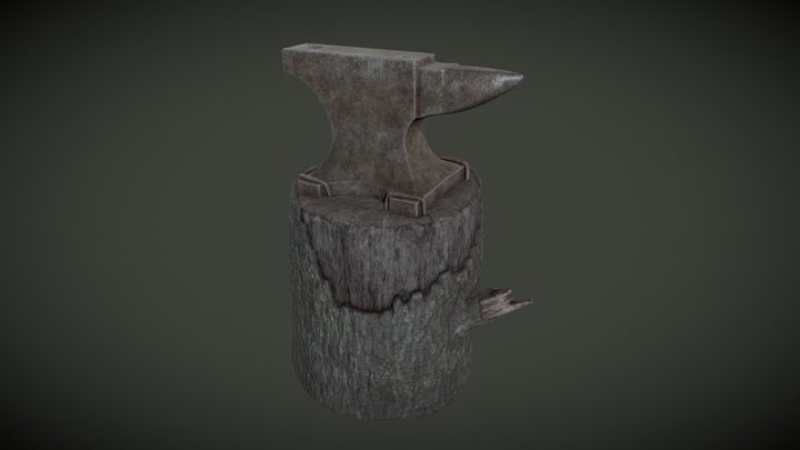Anvil on a stump 3D Model
