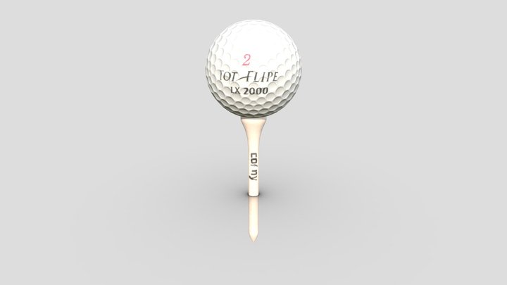 Gustav – Golf Ball and Tee – Textured 3D Model
