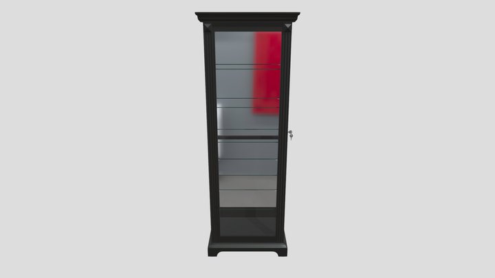 Classic Black Wood Display Cabinet 3D Model