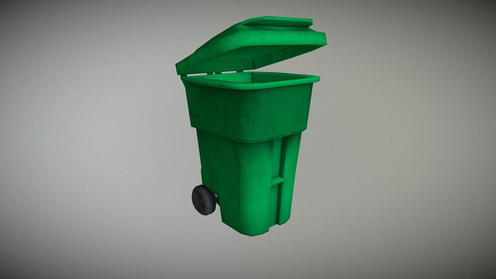 Wheeled Trash Bin 3D Model