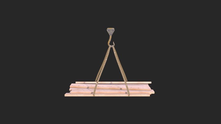 Hook with wooden load 3D Model