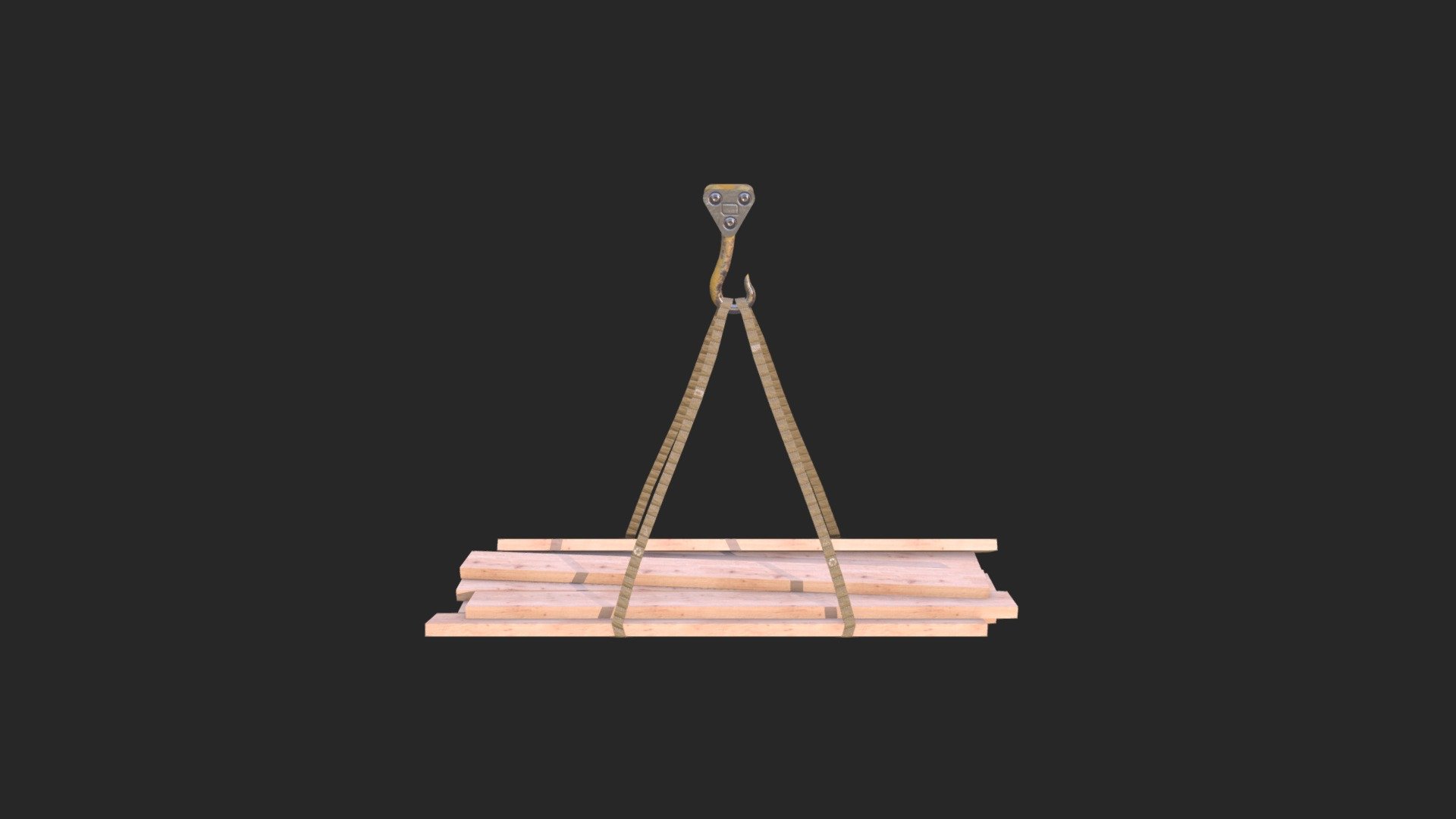 Hook with wooden load — Sketchfab embed 3D viewer