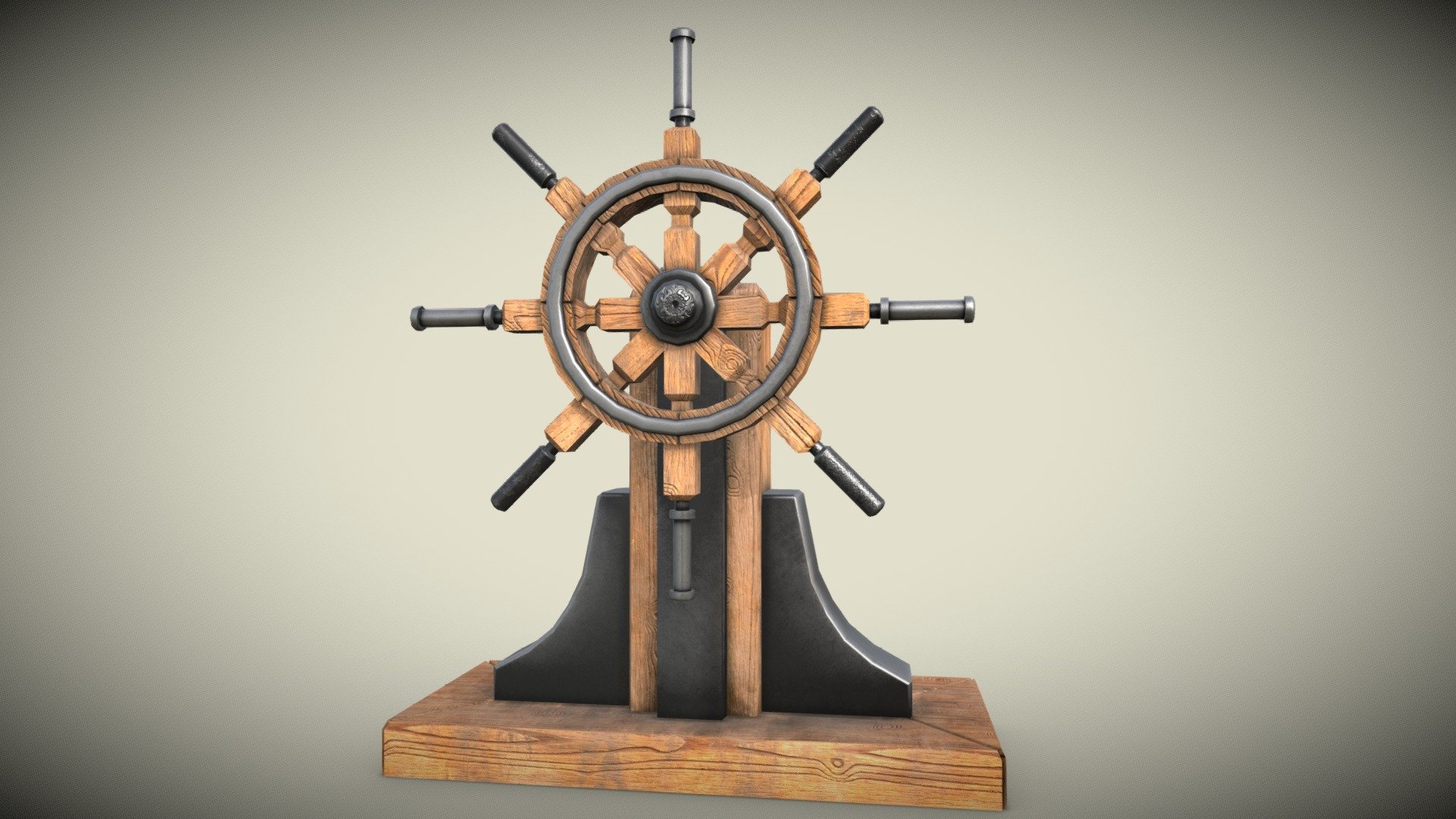 Steering wheel for a sea ship and a bell Wheel 3 - Buy Royalty Free 3D ...