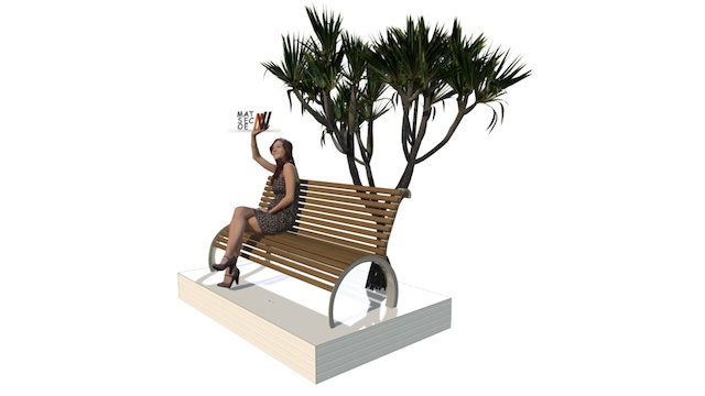 BANC avec dos métal bois 3D Model