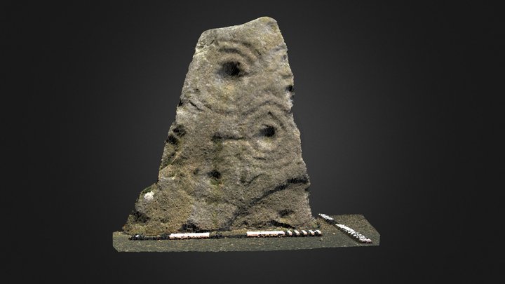 Prudhoe Castle cup & ring marked stone 3D Model