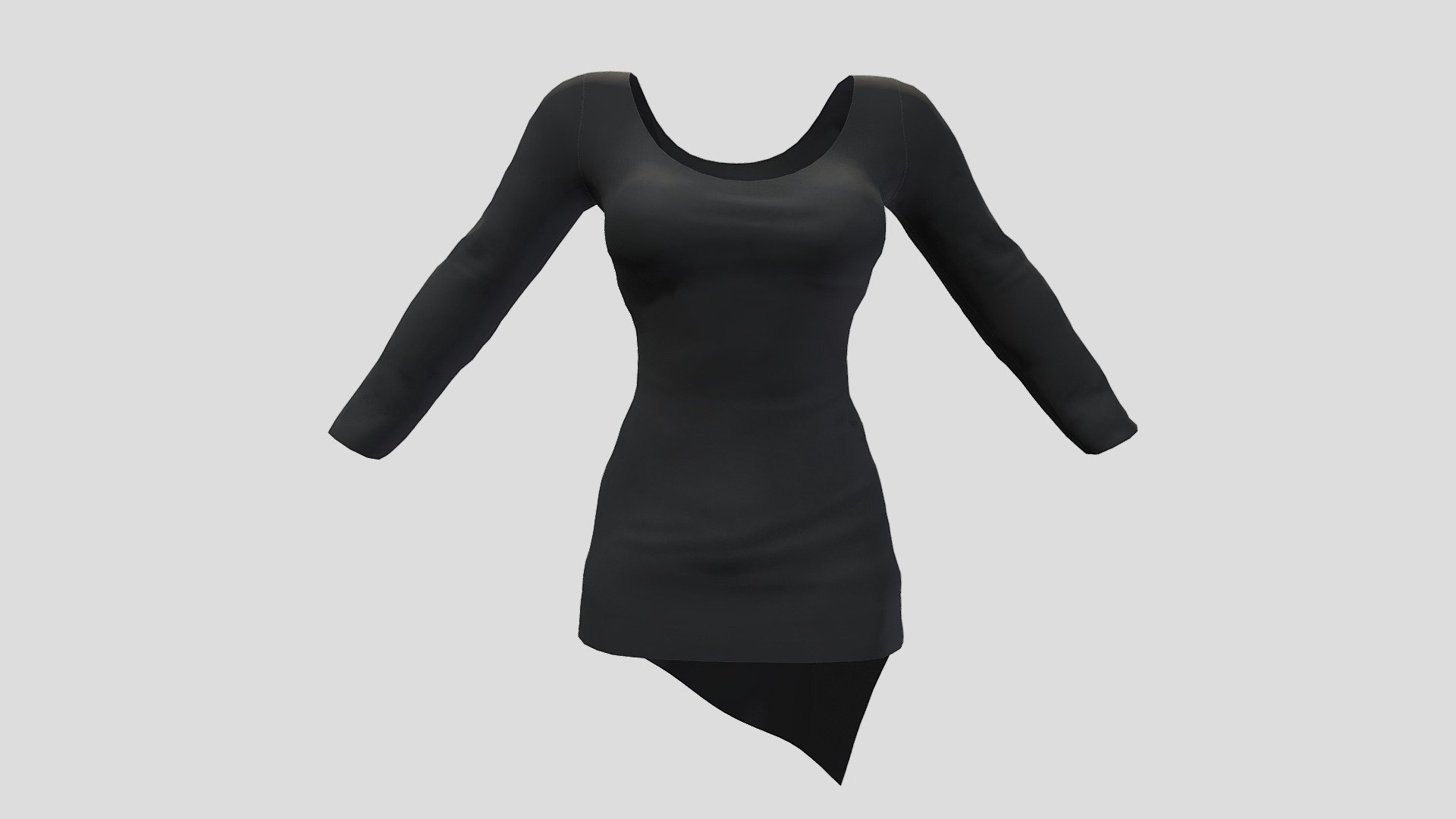 Female Asymmetric Long Sleeve Mini Dress — Sketchfab embed 3D viewer