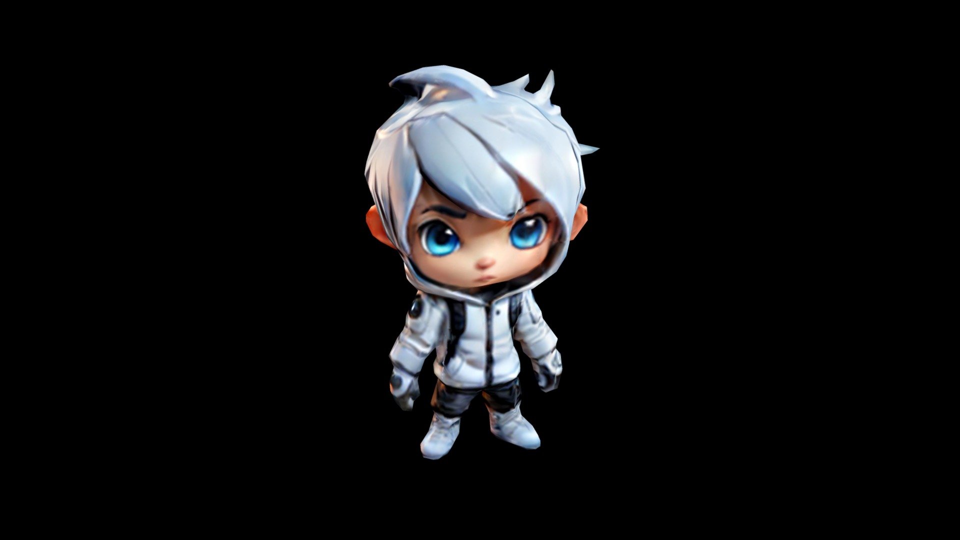 Image of a whitehaired anime character with blu Download Free 3D