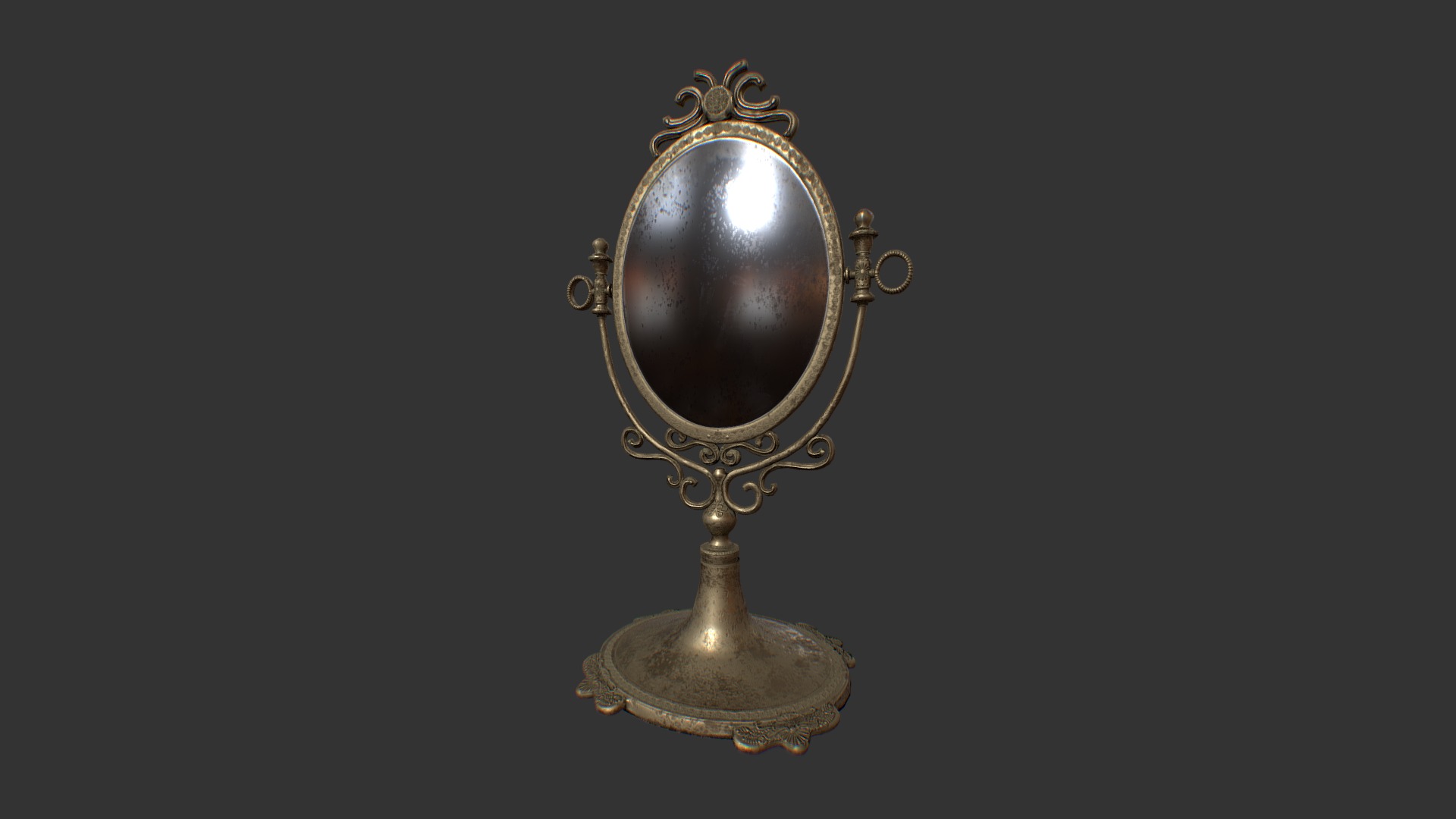 3D model Antique Mirror - This is a 3D model of the Antique Mirror. The 3D model is about a gold and silver trophy.