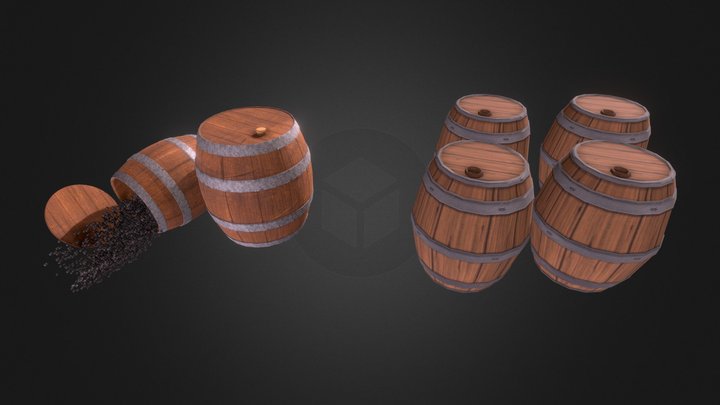 Cinema Barrel VS Videogame Barrel 3D Model