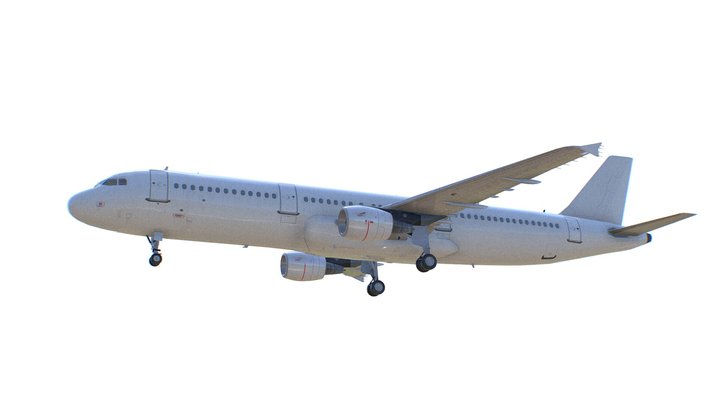 Airbus A-321 Generic White Airplane 3D Model