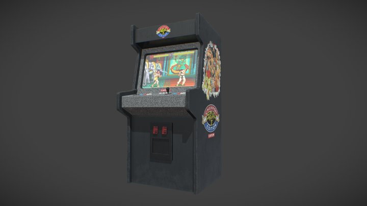 Street Fighter II Arcade Cabinet 3D Model