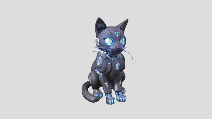 Cyberpunk Robo-Cat "Bayun" 3D Model