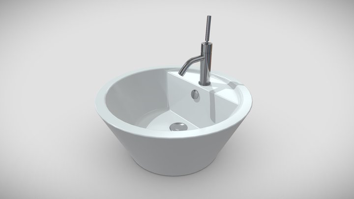 Standing Cone wash-basin with mixer 3D Model