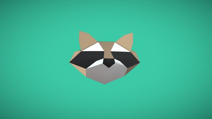 Low poly Raccoon Face 3D Model