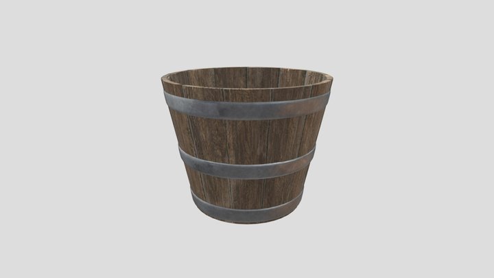 Wooden Bucket 3D Model