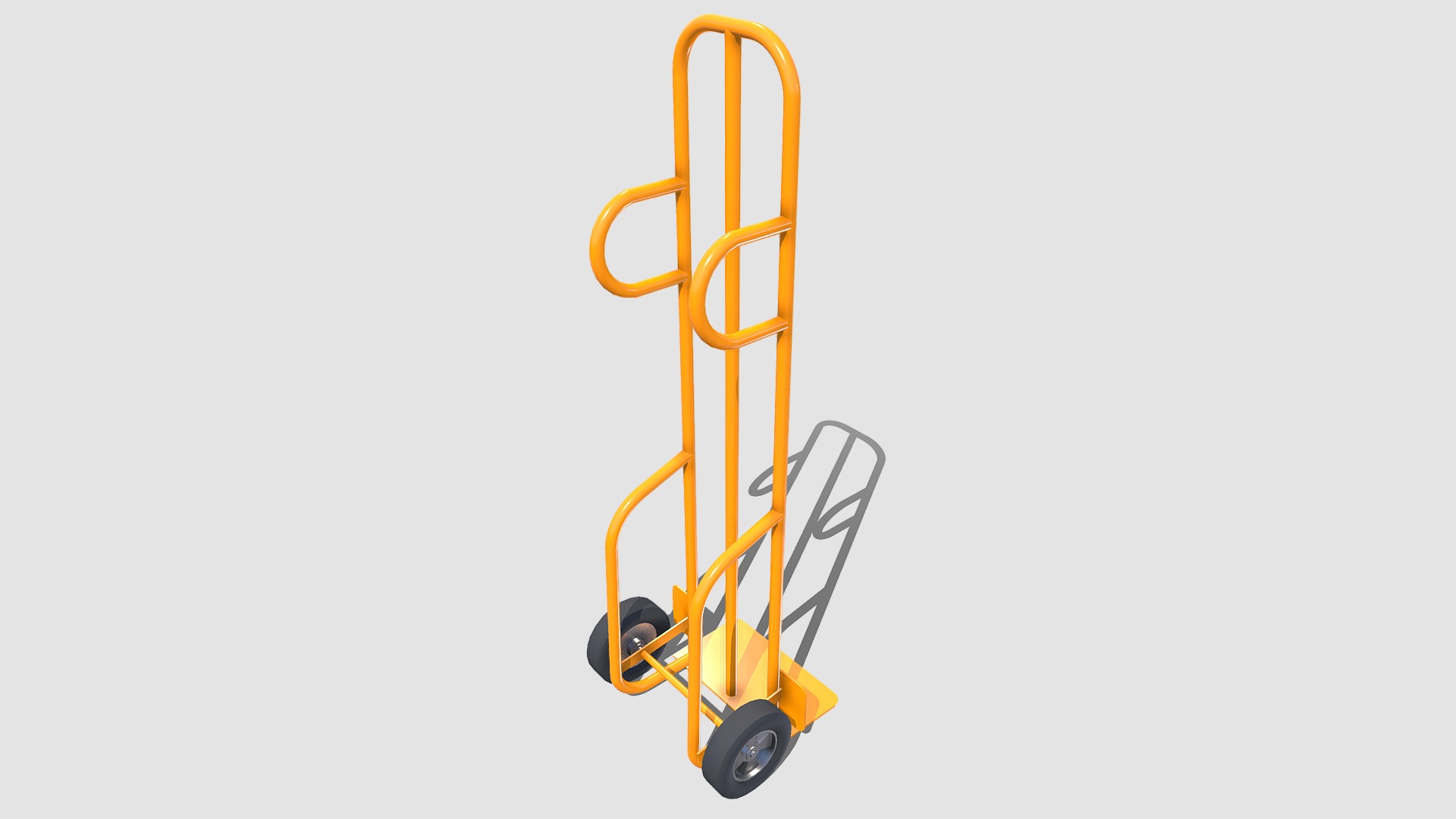 3D model Hand Cart - This is a 3D model of the Hand Cart. The 3D model is about a yellow forklift with a handle.