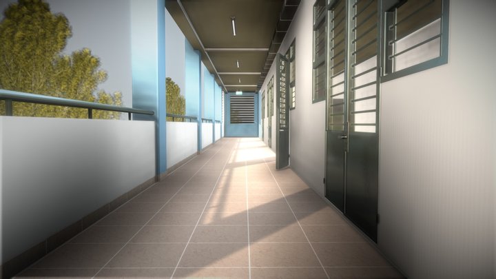 School Corridor 3D Model