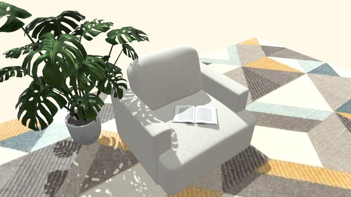 warm sofa chair for one person to take a break 3D Model