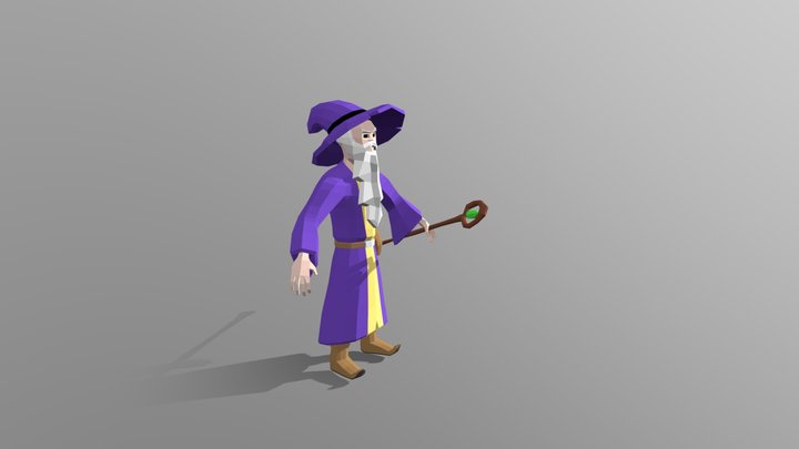 Low-poly wizard in GLTF format 3D Model