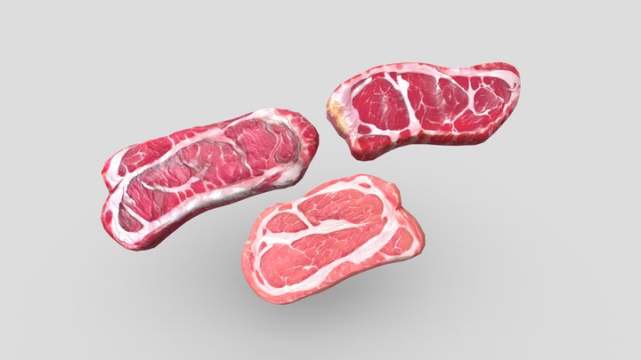 Raw Steak Pack 3D Model