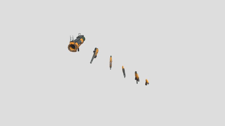 low poly stylised guns 3D Model