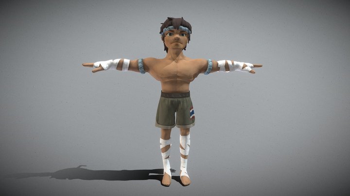 Muay Thai Fighter 3D Model