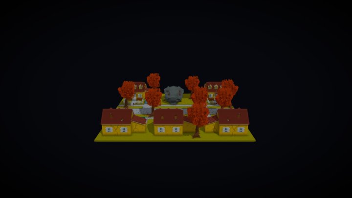 Voxel Desolated Suburbs 3D Model