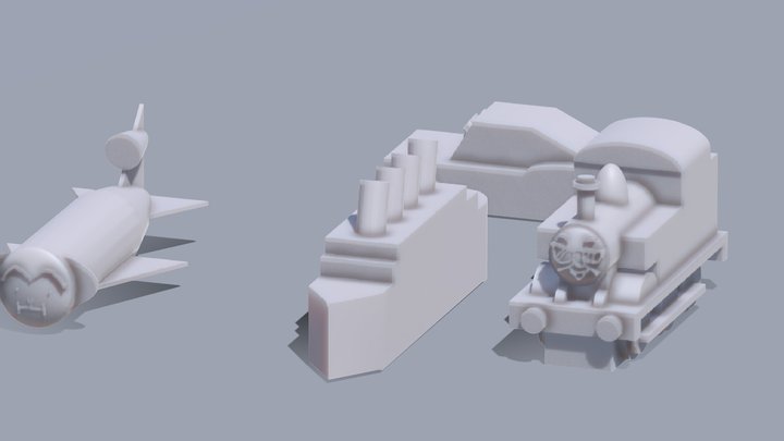 titanic, Mcqueen, thomas and monkey plane 3D Model