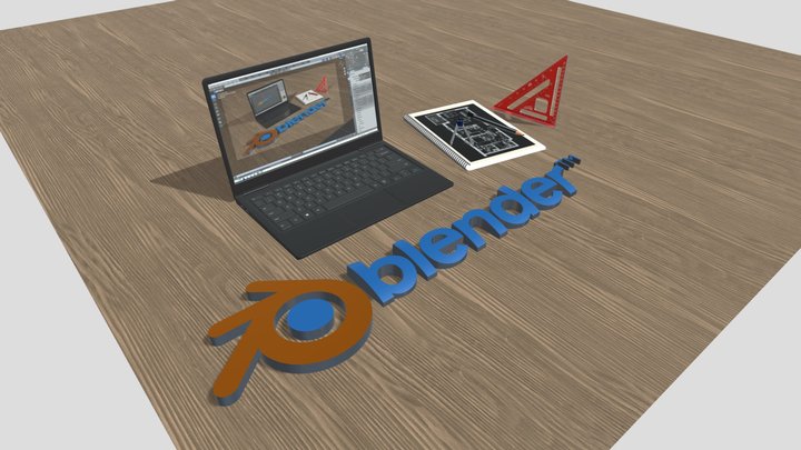 Logo Blender And Project Accesories 3D Model