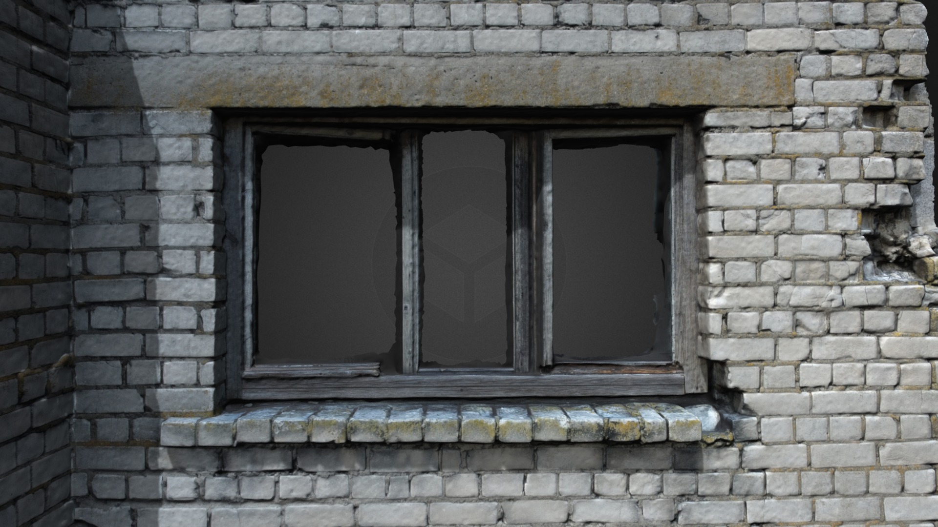 3D model Old Soviet Window - This is a 3D model of the Old Soviet Window. The 3D model is about a window in a brick building.
