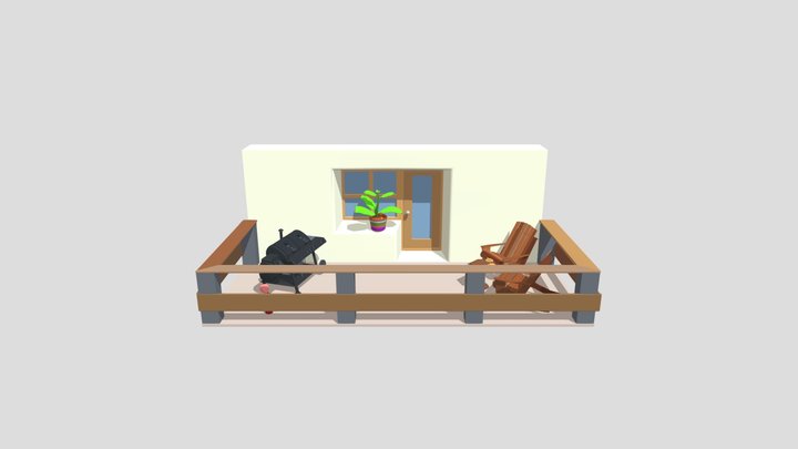 Balcony with BBQ 3D Model