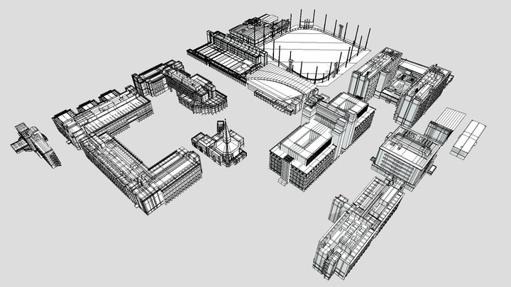 All buildings, AGU Sagamihara Campus (LOD2-3) 3D Model