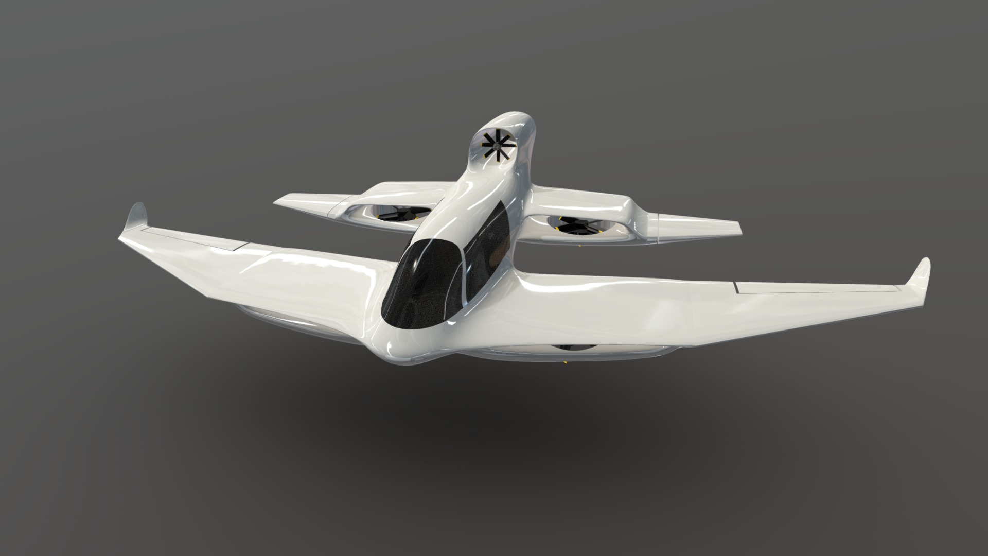 3D model Ghost X V4 eVTOL flying vehicle - This is a 3D model of the Ghost X V4 eVTOL flying vehicle. The 3D model is about a white model airplane.