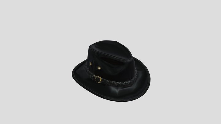 Black Leather hat medium poly – Gratis 3D-model STL