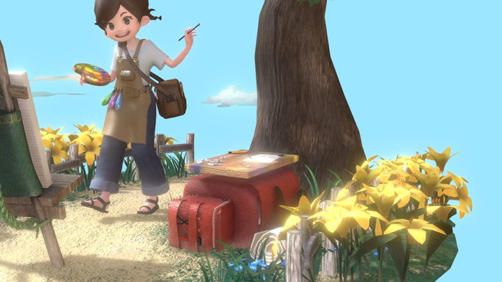 Traveling painter 3D Model