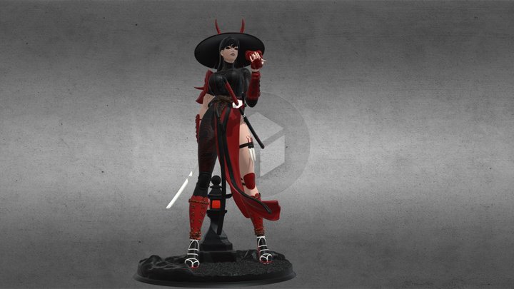 Samurai Girl 3D Model