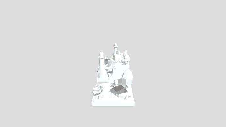 By the ocean - Diorama and house blockout 3D Model