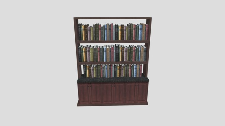 Bookshelf, Dark Wood w/ books 3D Model