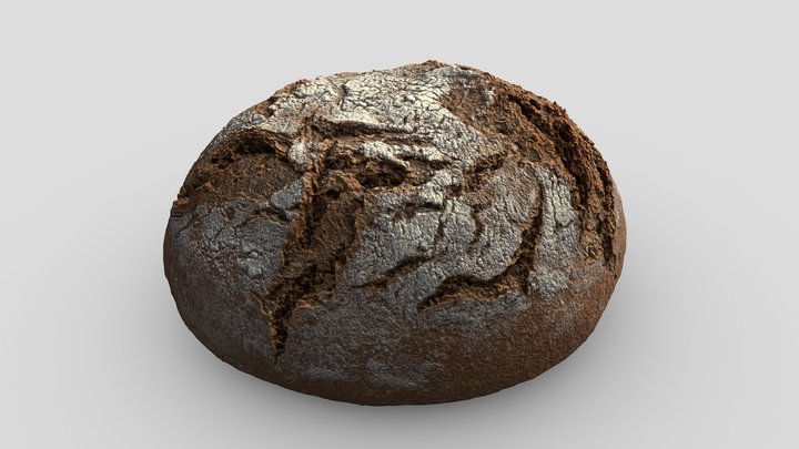 Dark Spelt Bread Roll Scan | Retopologized 3D Model