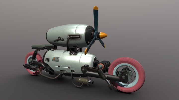 Пропеллерный мотоцикл. 3D Model