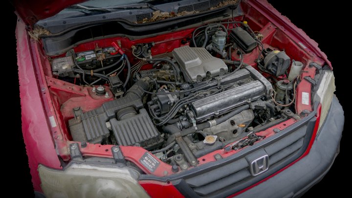 Messy 2001 Honda CR-V Engine Scan 3D Model