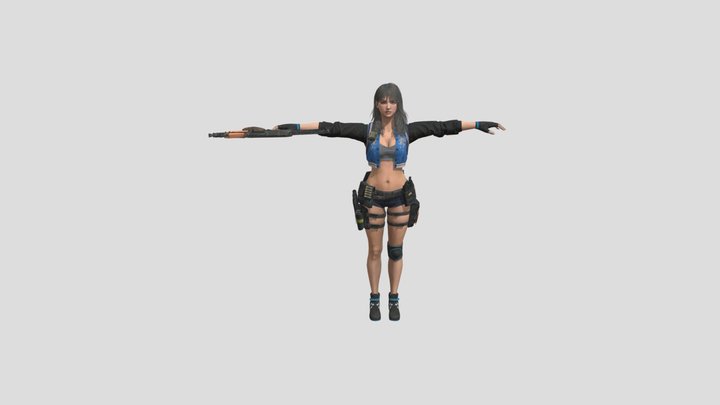 Super Stylized Girl  Rigged-Game Ready 3d Model 3D Model