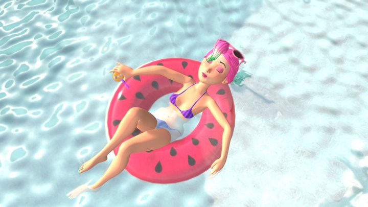 Watermelon Pool Girl 3D Model