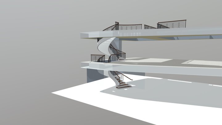 GLSM Curved Stair continuous rail _2021 10 14_A 3D Model