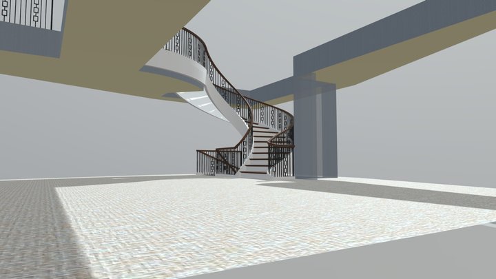 GLSM Curved Stair continuous rail _2021 10 14_A 3D Model