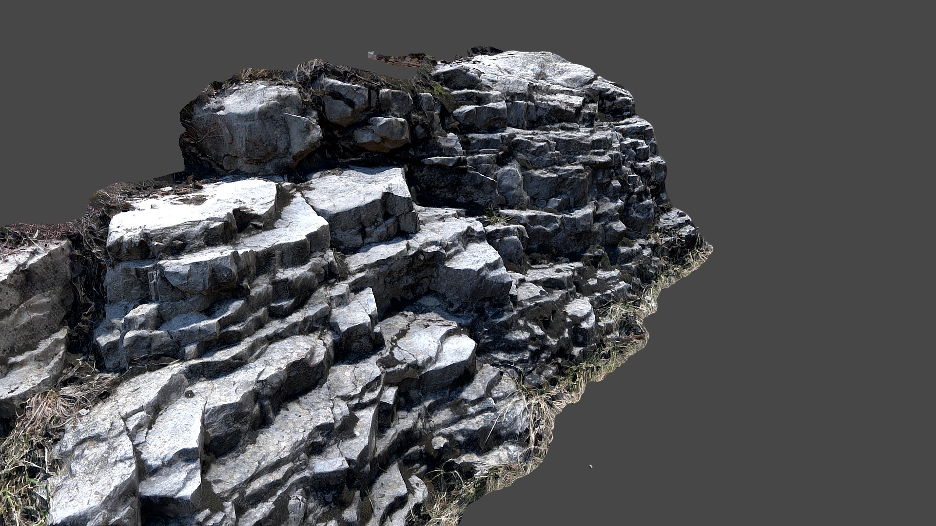 3D model layered rocks hindelang - This is a 3D model of the layered rocks hindelang. The 3D model is about a rocky area with a stone wall.