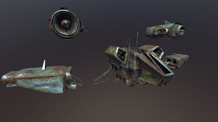 Crashed Reconnaissance Drone 3D Model