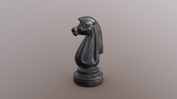 Black Horse Chess 3D Model